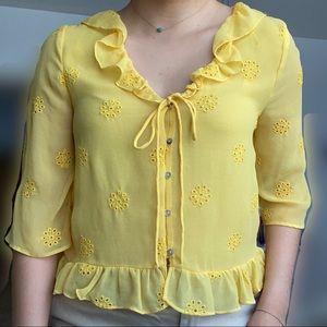 Yellow Zara Flower & Frill Blouse